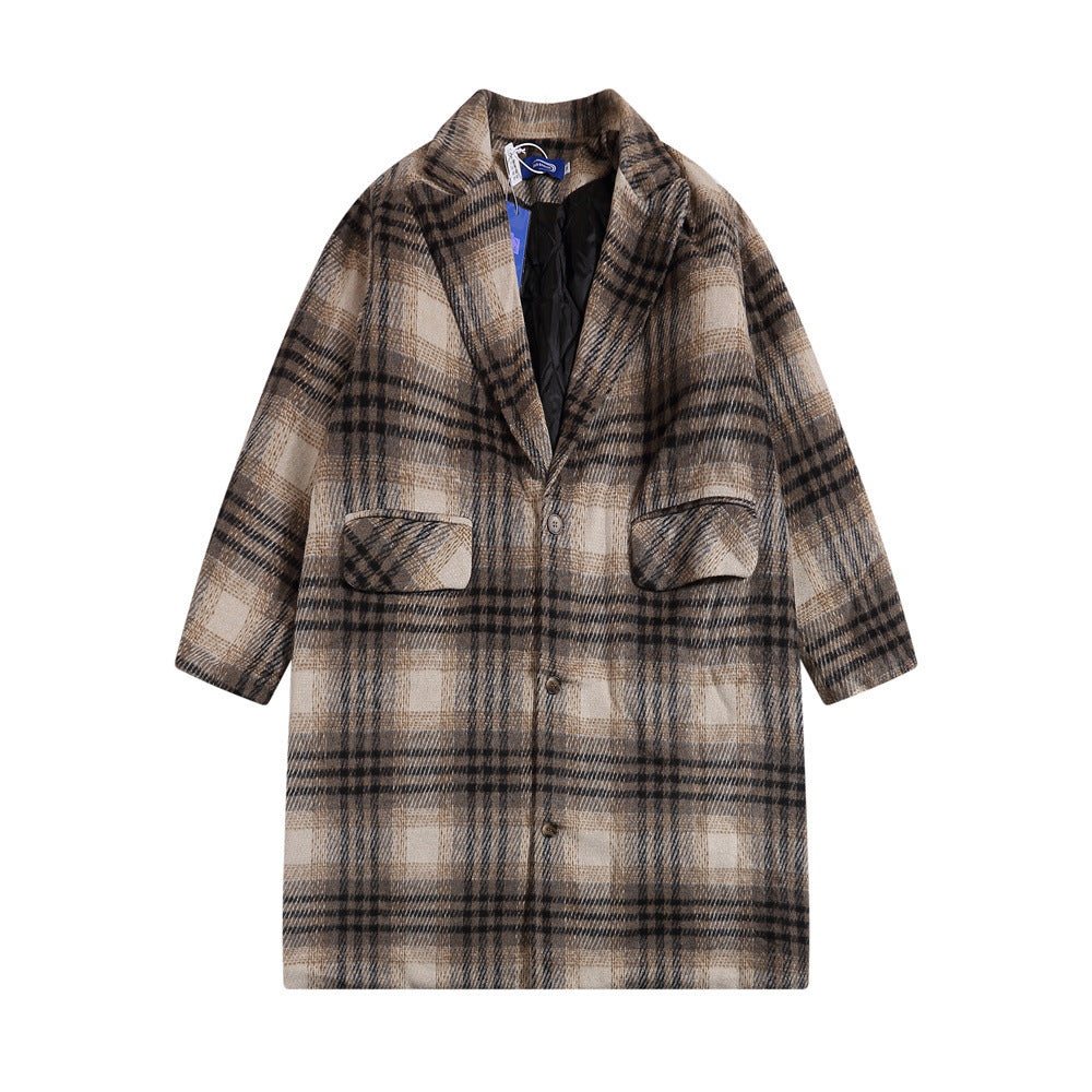 Checked Woolen Coat Men