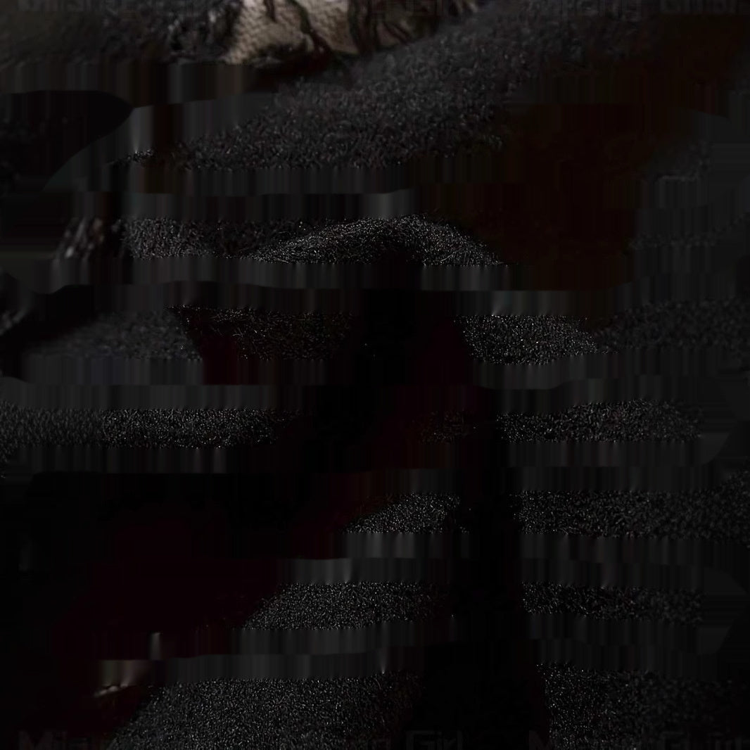 Dark Letter Jacquard Ripped Long Sleeves Warm Sweater