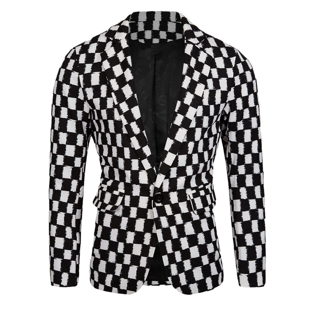 Houndstooth Leisure Suit Trendy Tops Slim-fit Plaid Suit
