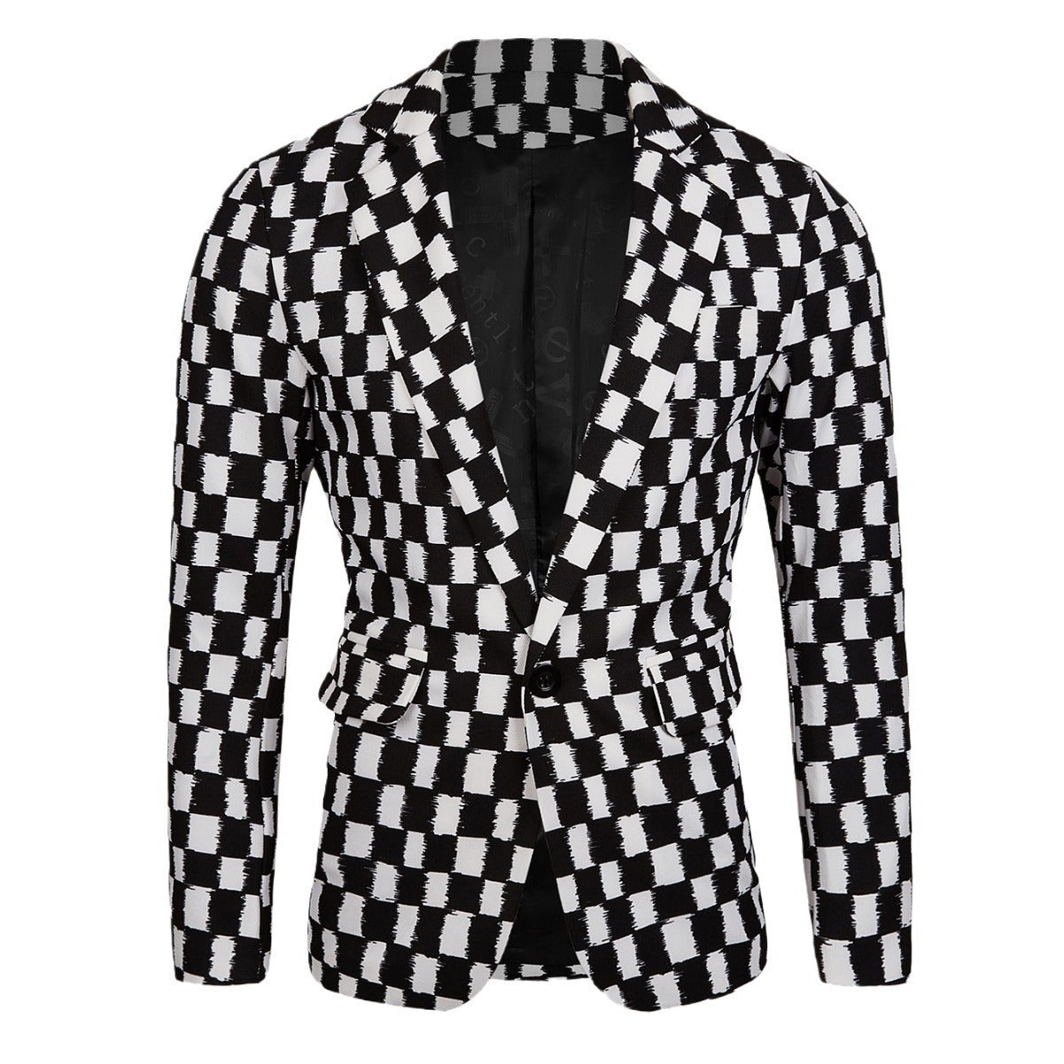 Houndstooth Leisure Suit Trendy Tops Slim-fit Plaid Suit