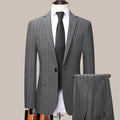 Men's Suit Set Business Wear Korean Slim Striped Two-piece Wedding Bridesmaid Suit