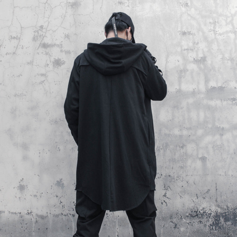 Original Dark Retro Patchwork RO Hooded Trench Coat