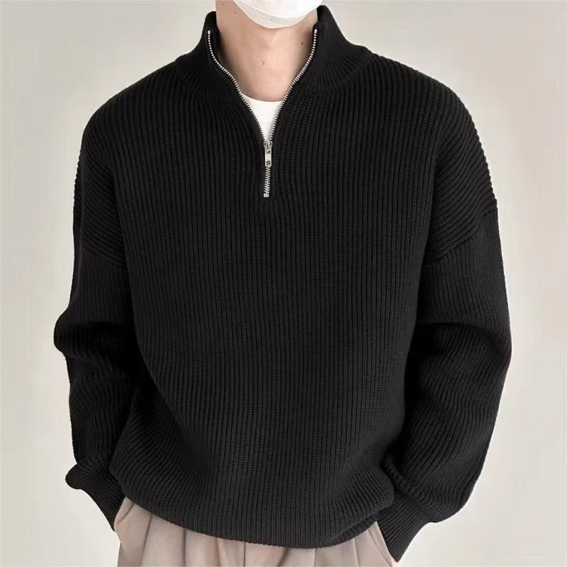 Spring And Autumn Loose Half Zipper Men's Sweater