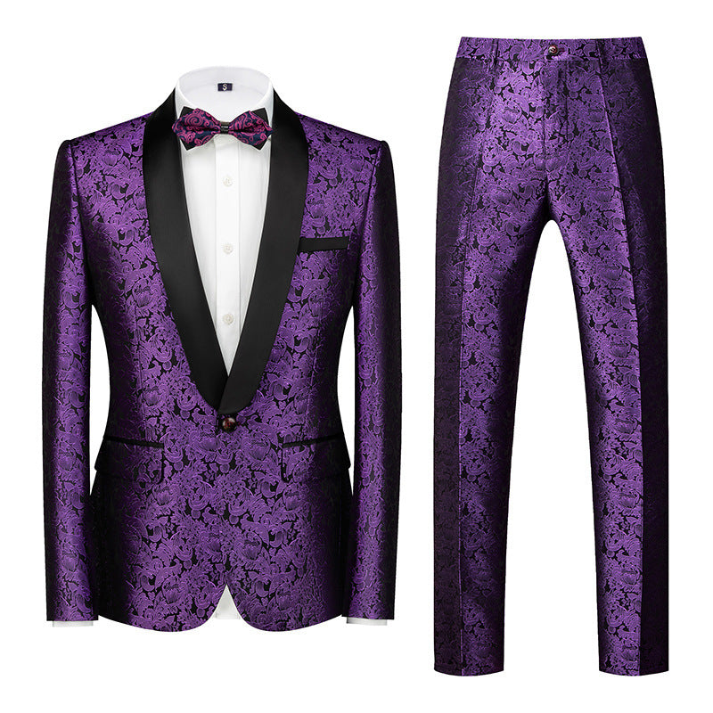 Men's Evening Dress Host Jacquard Two-piece suit Set