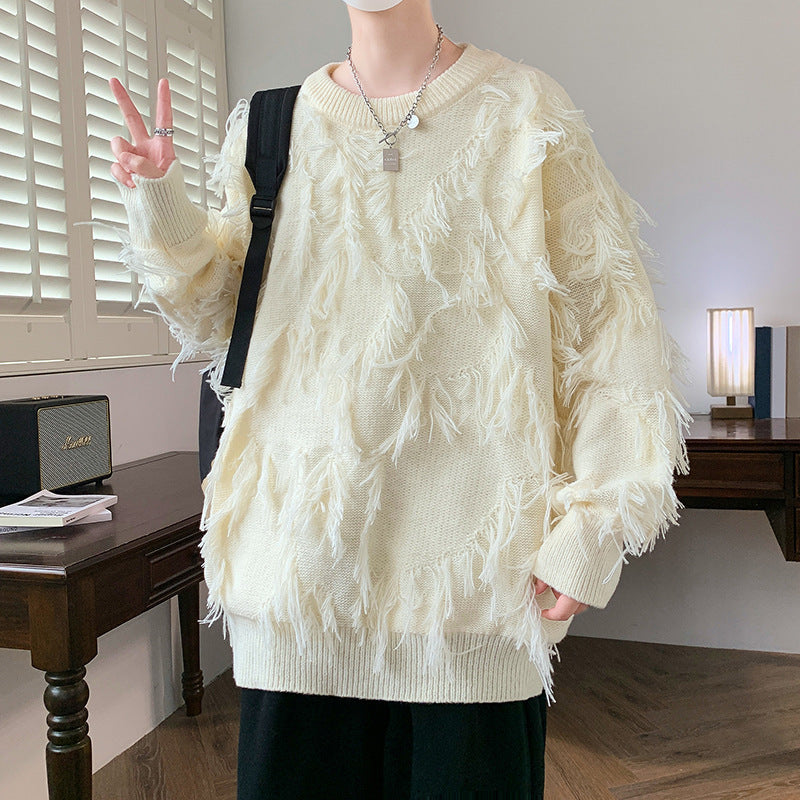 Pullover Round Neck Line Jacquard Long Sleeve Sweater