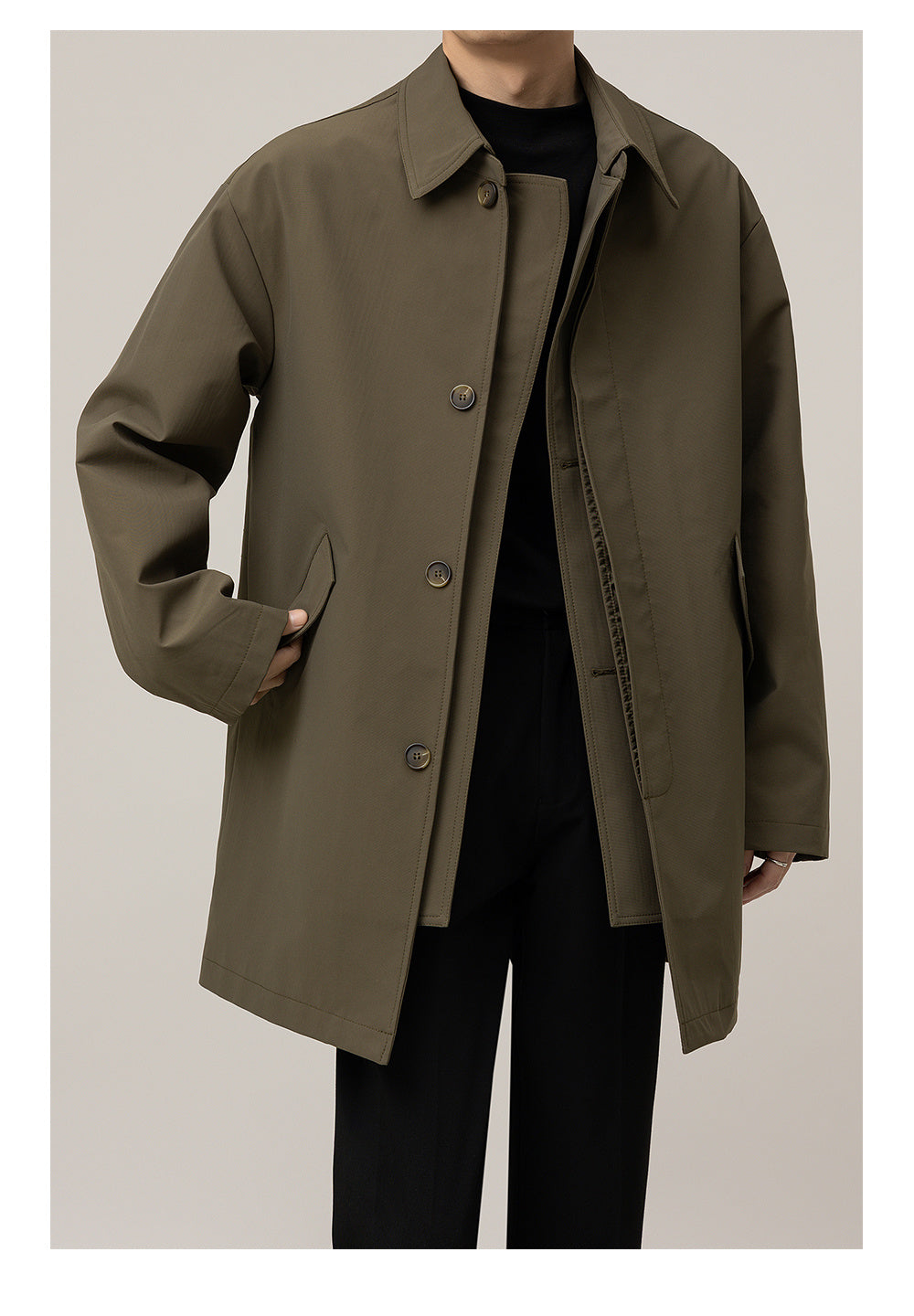 Casual Loose Mid-length Men's Duster trench coat