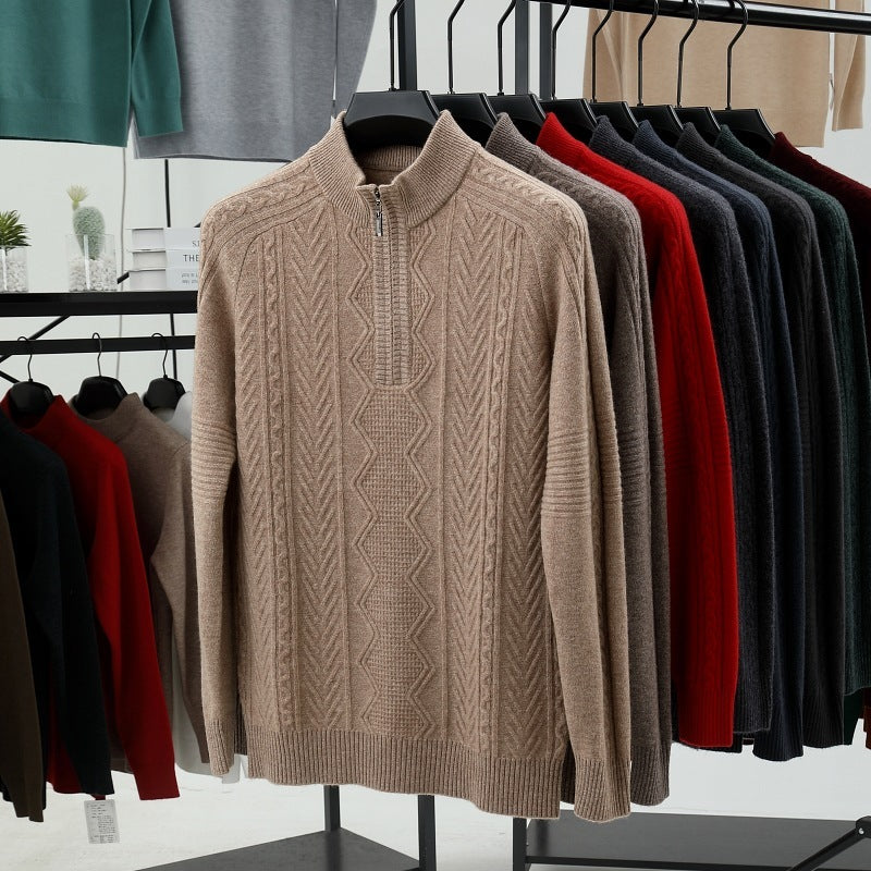 Men's Half Turtleneck Zipper Sweater