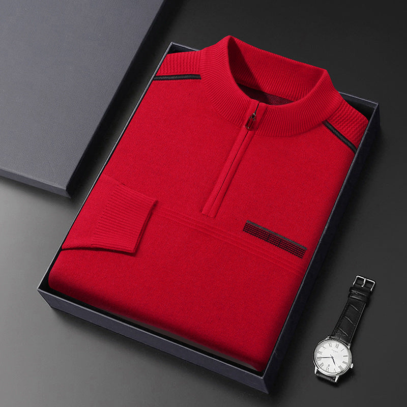 Men's Half-turtleneck Zipper Sweater For Middle And Elderly aged