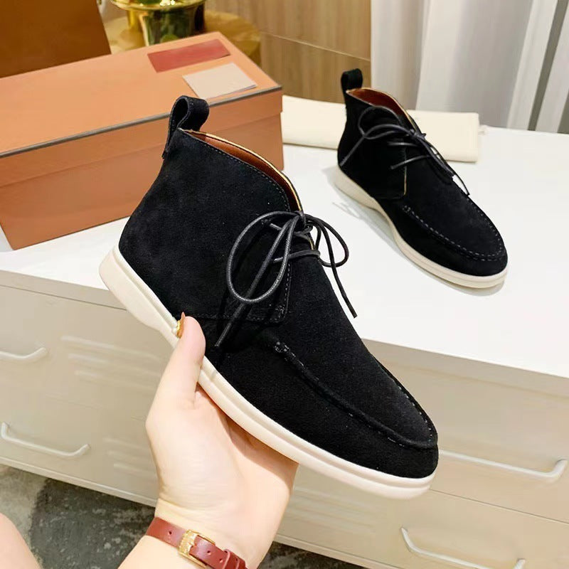 Men's Mid-top Flat Pumps Ankle Lace-up boots