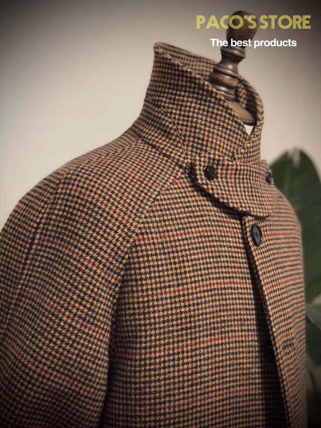 Vintage Gentleman Houndstooth Men's Woolen Coat