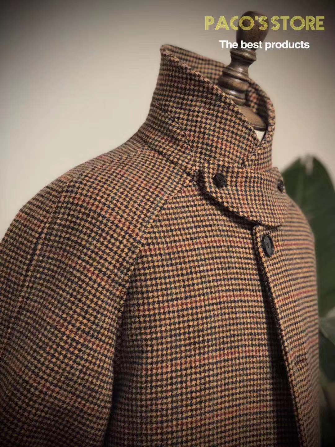 Vintage Gentleman Houndstooth Men's Woolen Coat