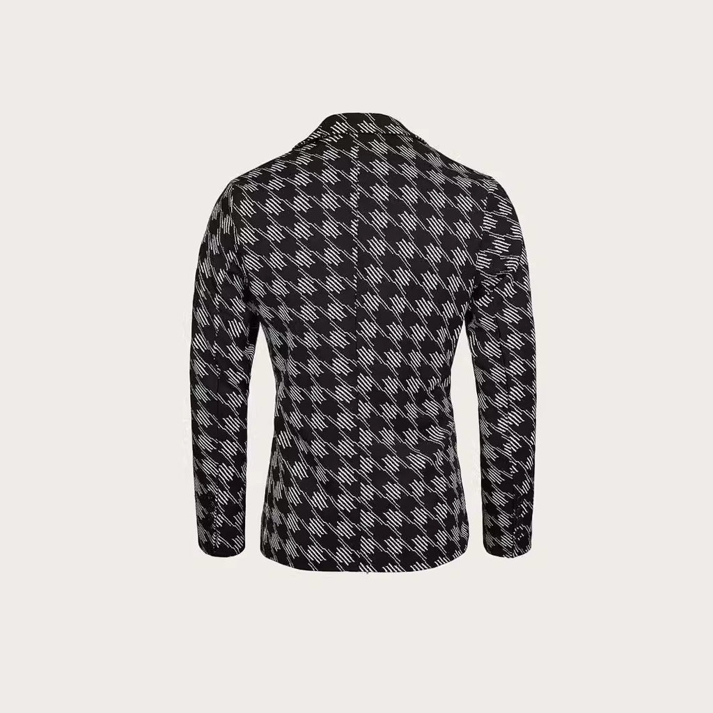 Houndstooth Leisure Suit Trendy Tops Slim-fit Plaid Suit
