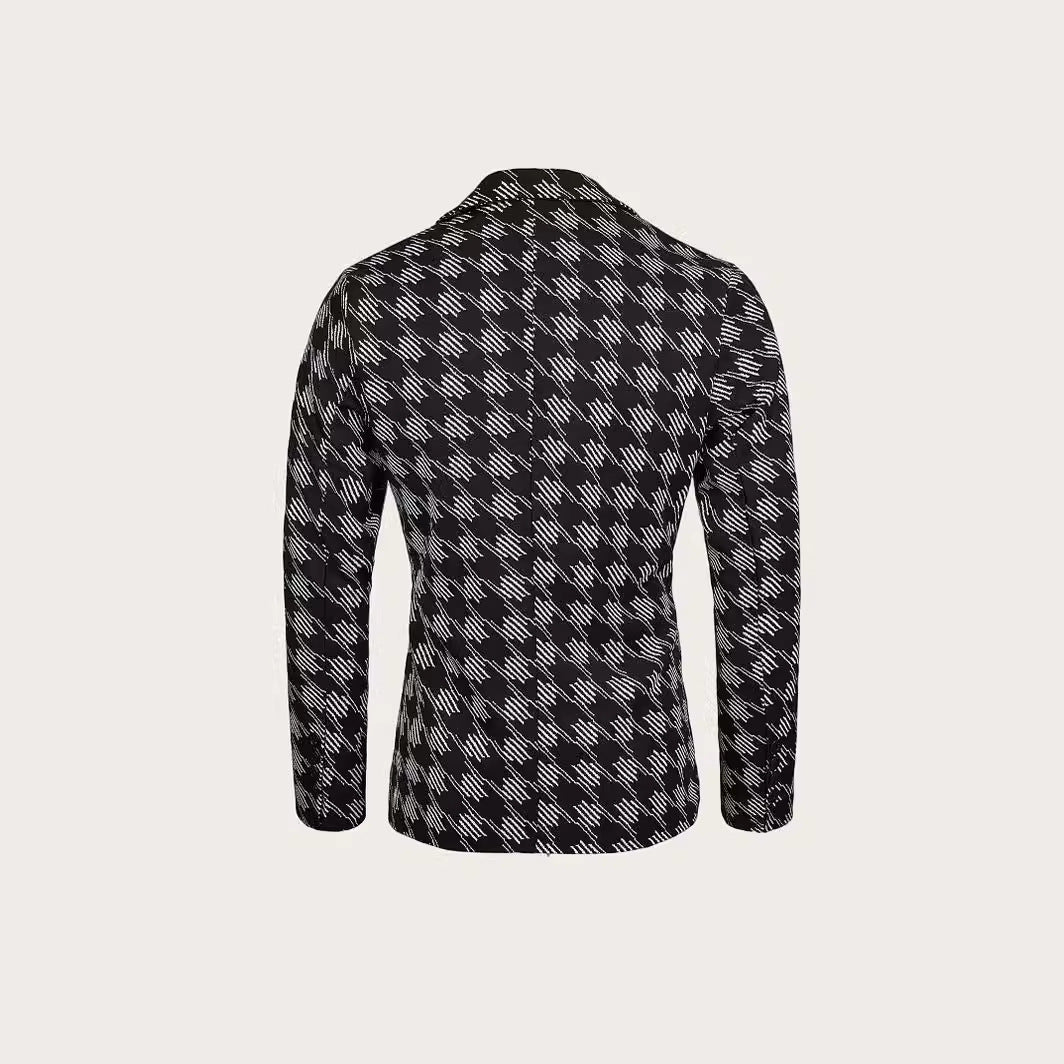 Houndstooth Leisure Suit Trendy Tops Slim-fit Plaid Suit