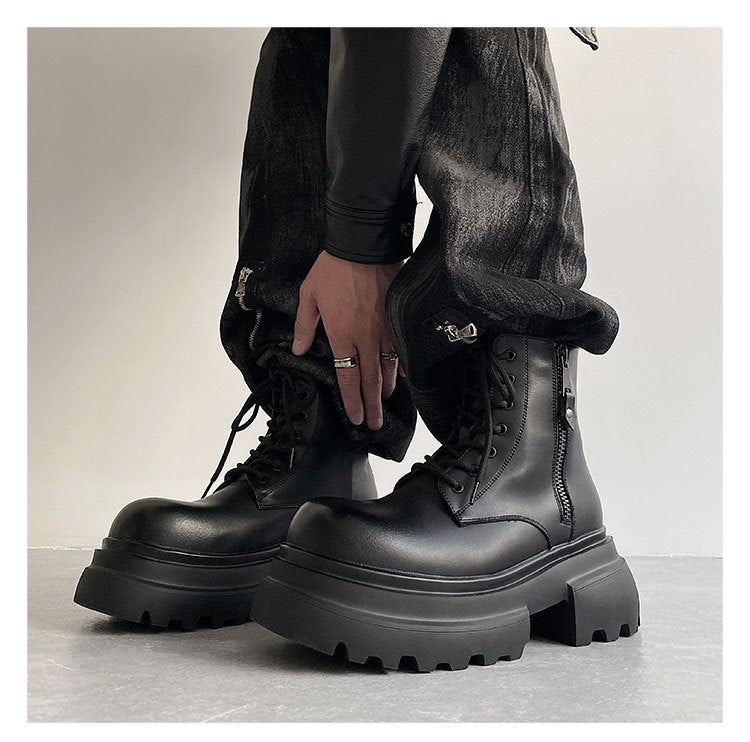 Autumn And Winter Leather Martin Boots High-top Leather Fleece-lined boots