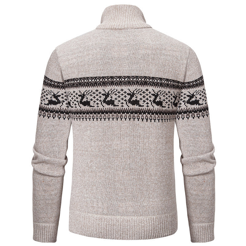 Plus Size Half-open Zipper Men's Autumn And Winter Loose Color Matching Knitwear sweater