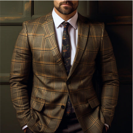 Men's Casual Suit Printed Double Row