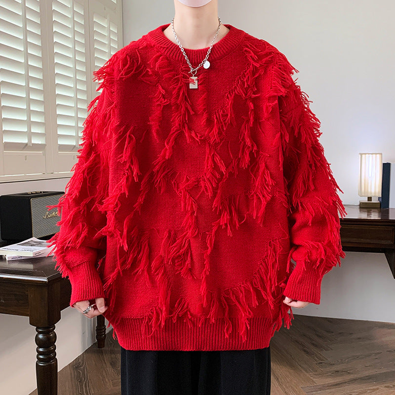 Pullover Round Neck Line Jacquard Long Sleeve Sweater