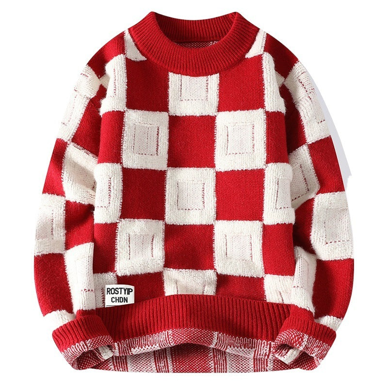 checks Round Neck Sweater