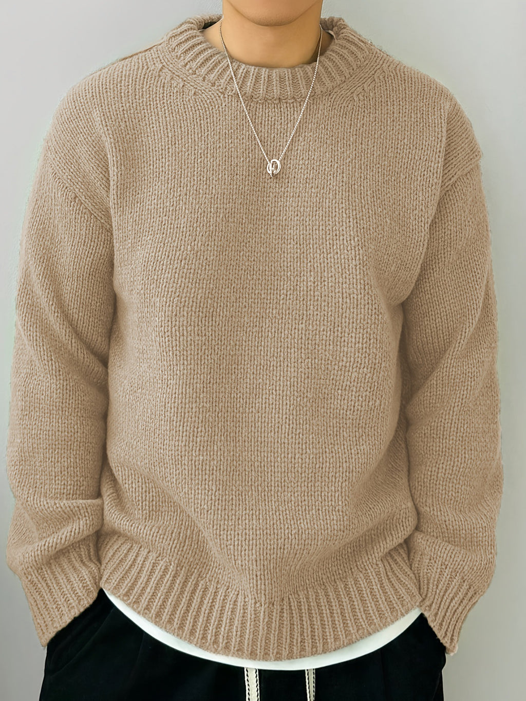 Loose Knitted Pullover Leisure Japanese-style Retro Long Sleeve Round Neck Sweater Men