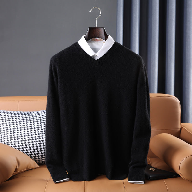 Korean Style Wool V-neck Bottoming Shirt Pullover Sweater