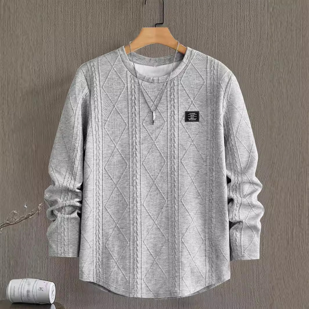 Men's Letter Chest Detail Casual Loose Round Neck Pullover Long Sleeve sweater