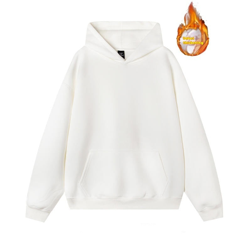 Thermal Head Cover Solid Color Hoodie Fleece-lined Thickened