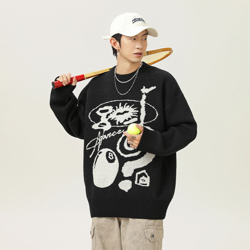 Plush American Hand Drawn Brocade Sweater Men's