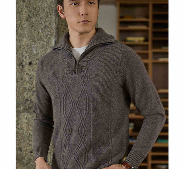 Pure Wool Sweater Half-height Zip Leisure Warm Sweater