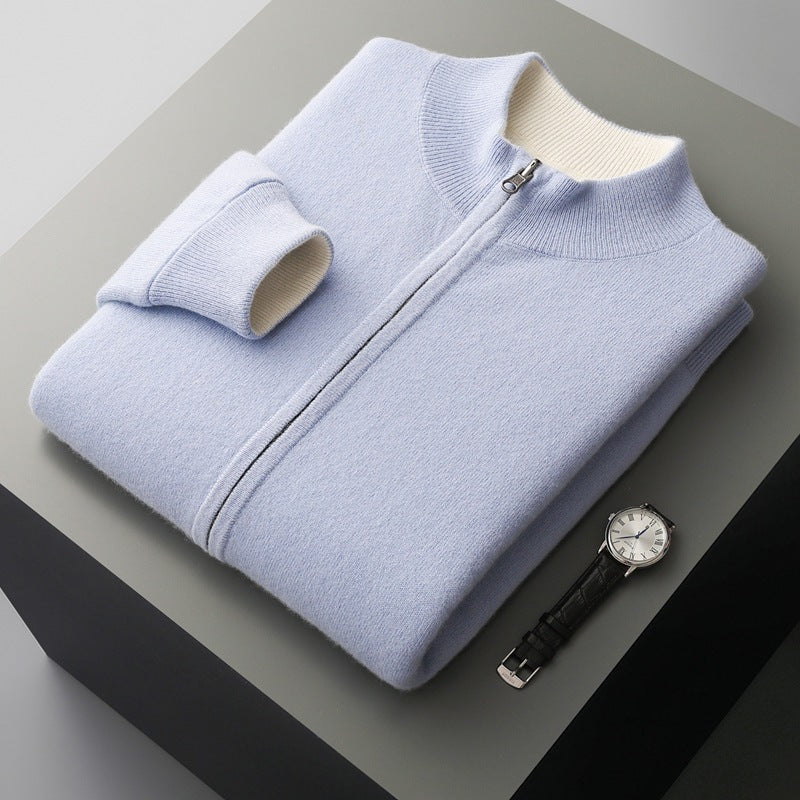 Autumn And Winter Double-sided Thickened Zipper Wool Cardigan coat