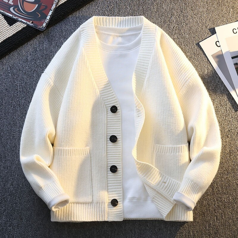 High-end V-neck Knitted Cardigan Coat Men