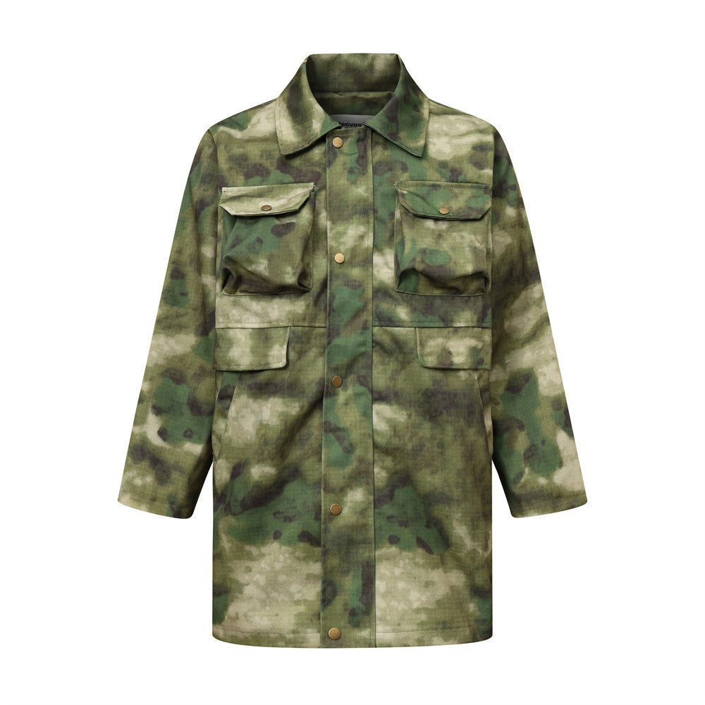 Tactical Camouflage Military Coat Men's Loose Mid-length Jacket