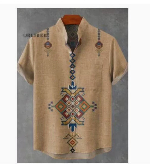 Summer Men's Breathable Four-sided Stretch Short Sleeve shirt