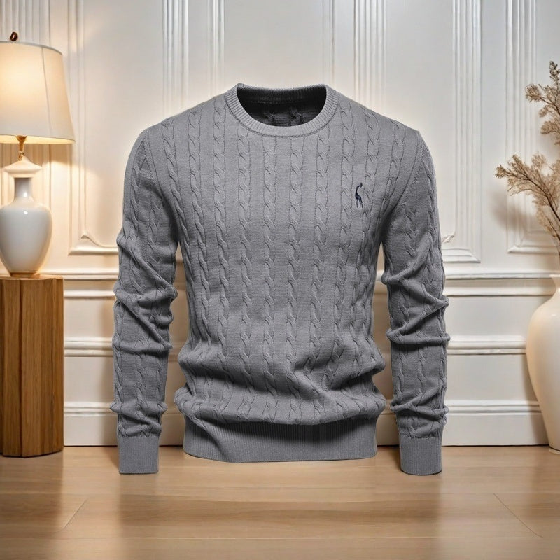 Pullover Deer Embroidery Solid Color Sweater For Men