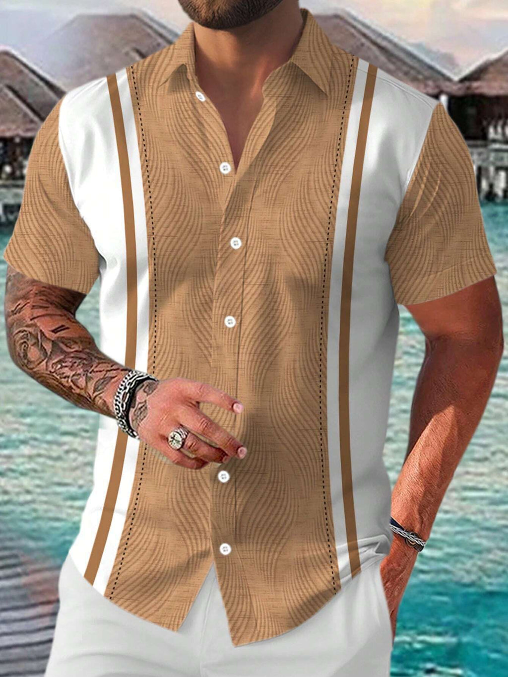 Casual All-matching Geometric Short Sleeve Shirt