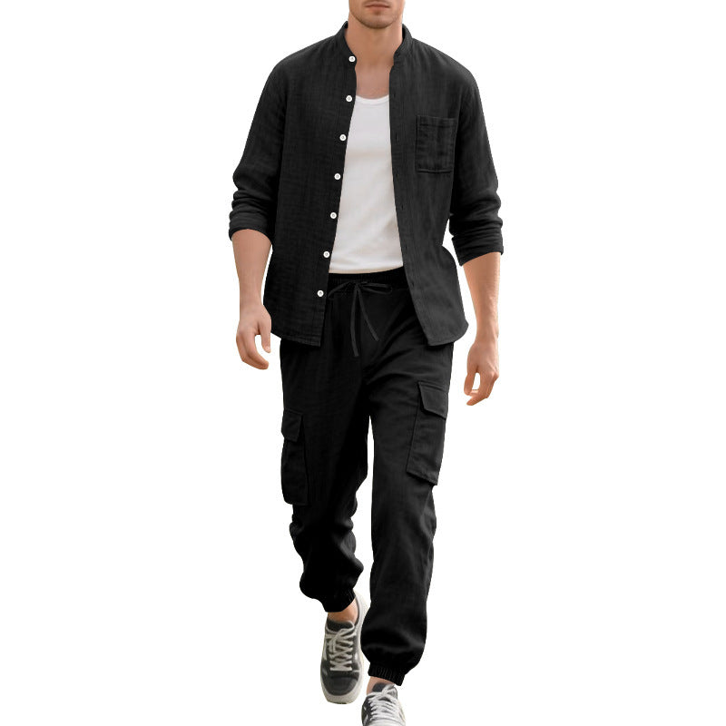 Long Sleeve Trousers Cardigan Casual Loose Beach Suit