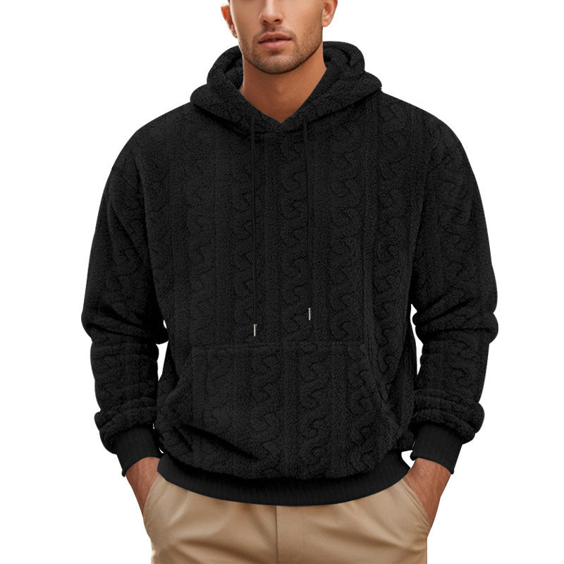 Men Hooded Jacquard Plush Sports And Leisure hoodie