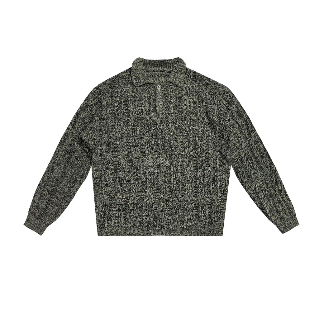 American Retro Hollow Wool Lapel Sweater