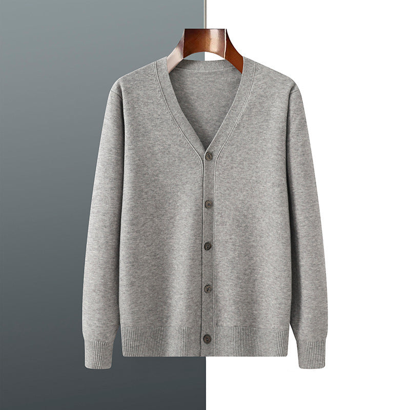 V-neck Knitted Cardigan Coat Men
