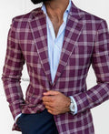 Light Business Men's Suit Printed Checks Coat