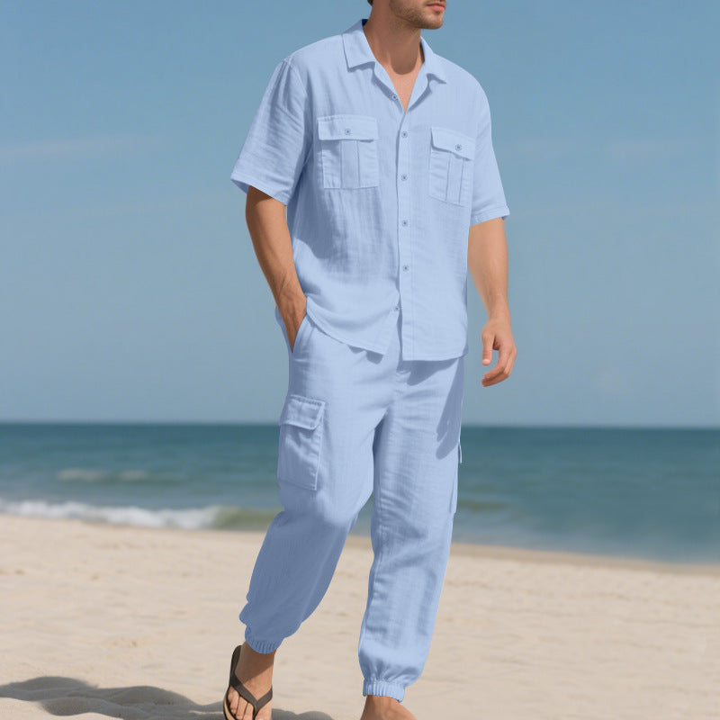 Workwear Casual Shirt Short Sleeve Trousers Suit