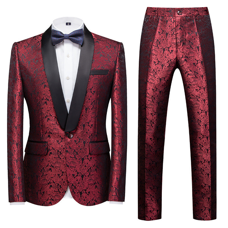 Men's Evening Dress Host Jacquard Two-piece suit Set