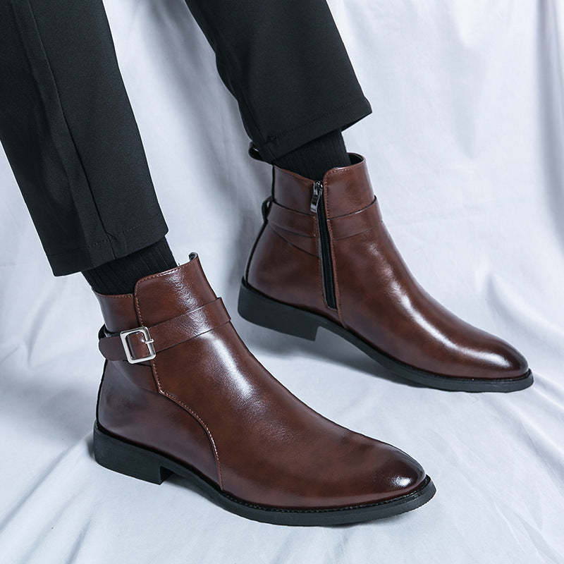 Men's High-top Leather chelsea boots