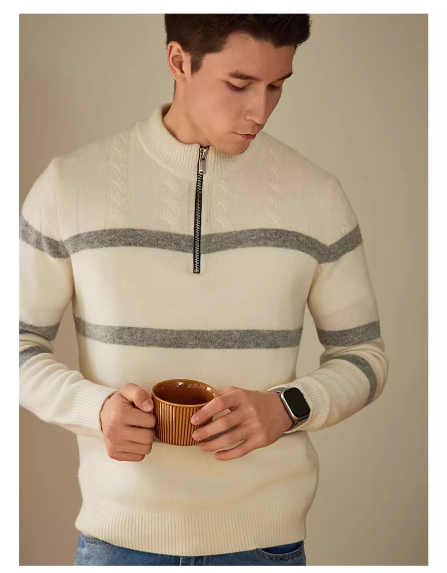 High-end Stripe Warm Knitwear sweater