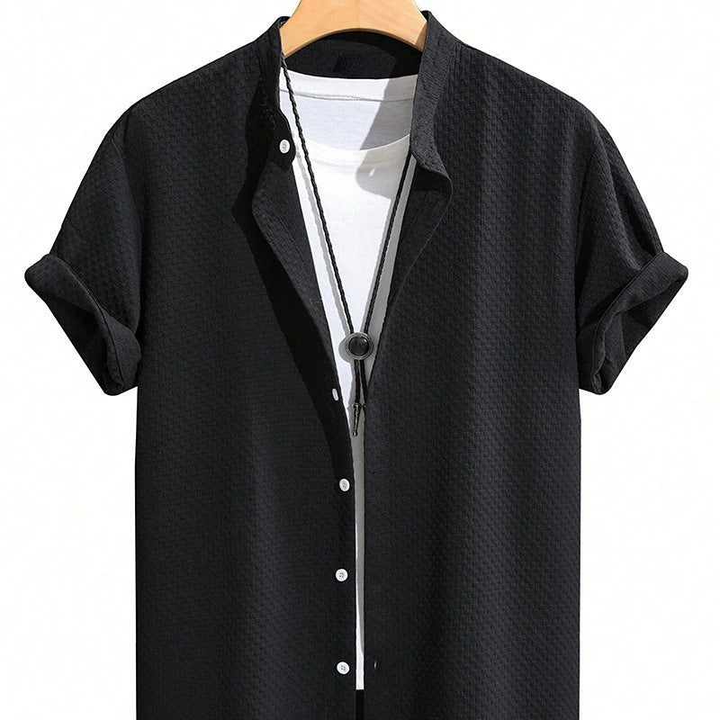 Summer Men's Breathable Casual Stand Collar Shirt