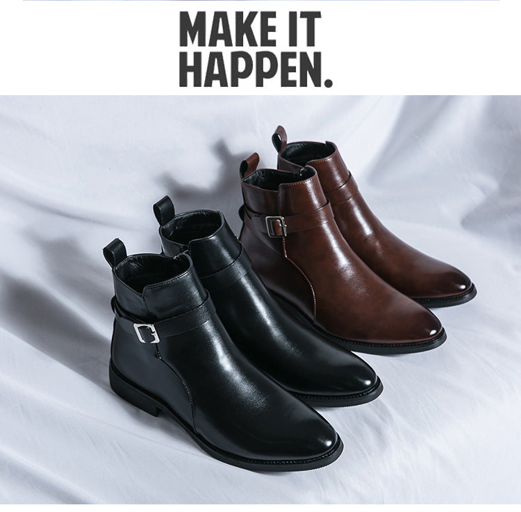 Men's High-top Leather chelsea boots