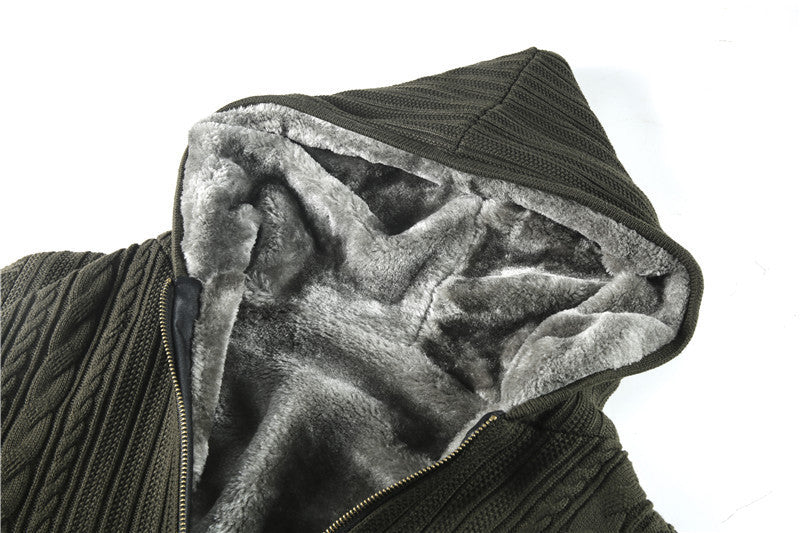 Autumn And Winter Fleece-lined Men's Loose Sweater