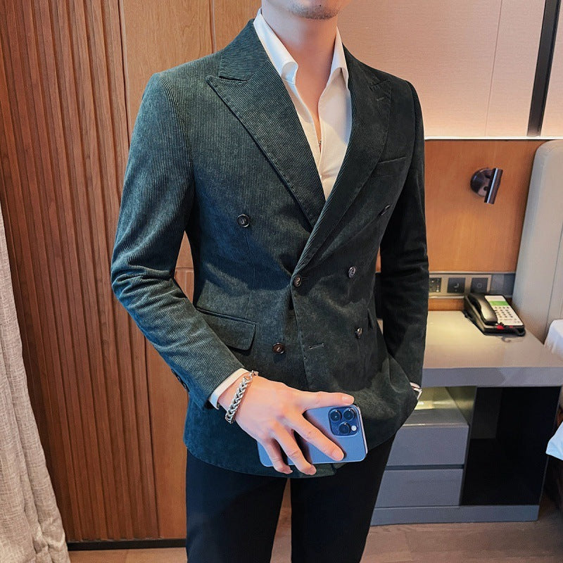 Light Luxury Corduroy Suit Jacket Autumn And Winter Double Breasted Casual suit