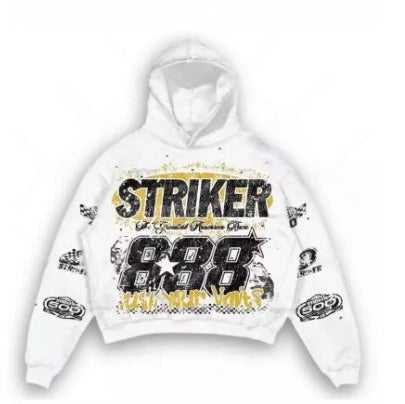 Letter Print Pullover Sweater Retro High Street hoodie