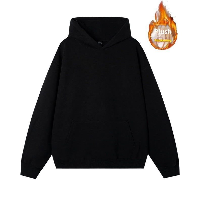 Thermal Head Cover Solid Color Hoodie Fleece-lined Thickened