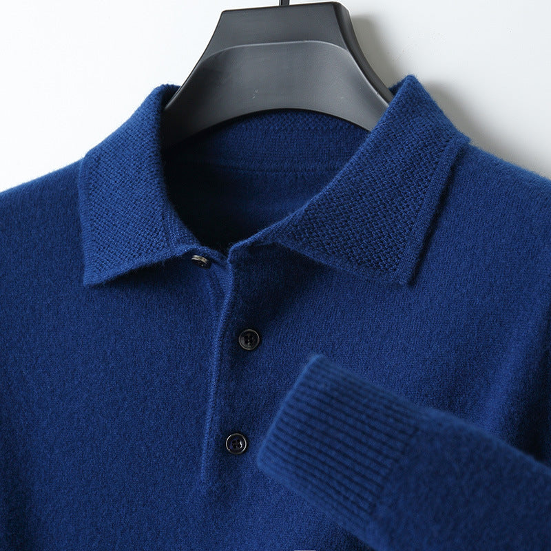 Men's Woolen Polo Collar Sweater